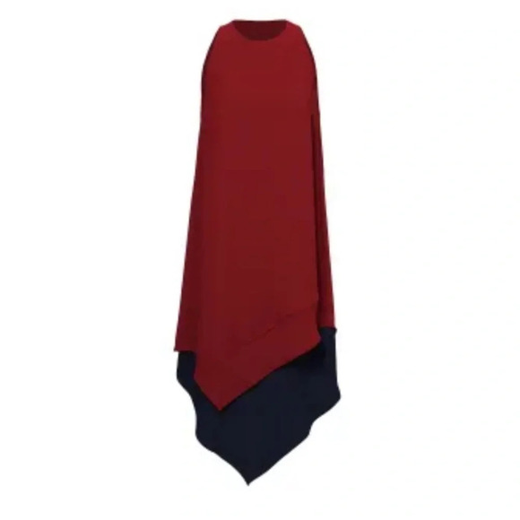 Tuckernuck Hunter Bell Burgundy Navy Layer Midi Shift Dress Size 4 - Picture 4 of 11